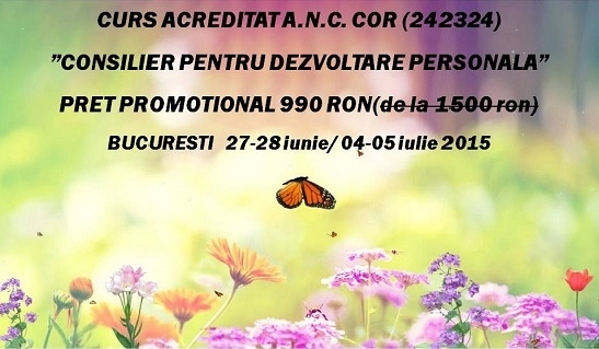 Curs „Consilier pentru Dezvoltare Personala“. Din 21 martie, in Bucuresti - din 21 martie, in Iasi