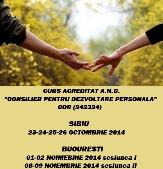 Curs autorizat: Consilier pentru Dezvoltare Personala- Sibiu si Bucuresti