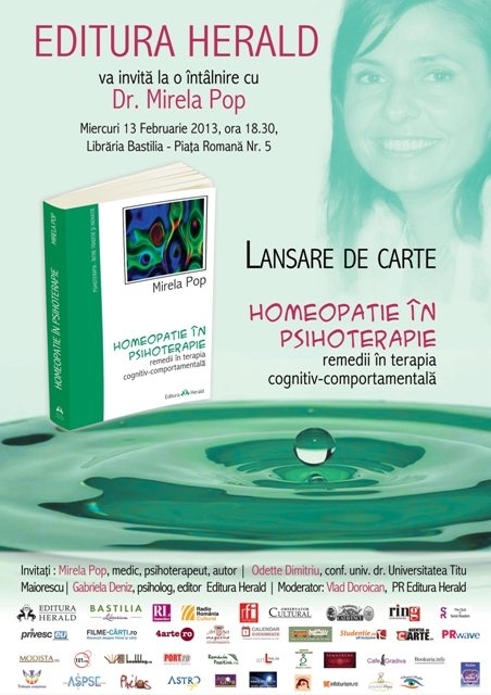 Intalnire intre psihoterapie si homeopatie- Dr. Mirela Pop. Lansare de carte, 13 februarie