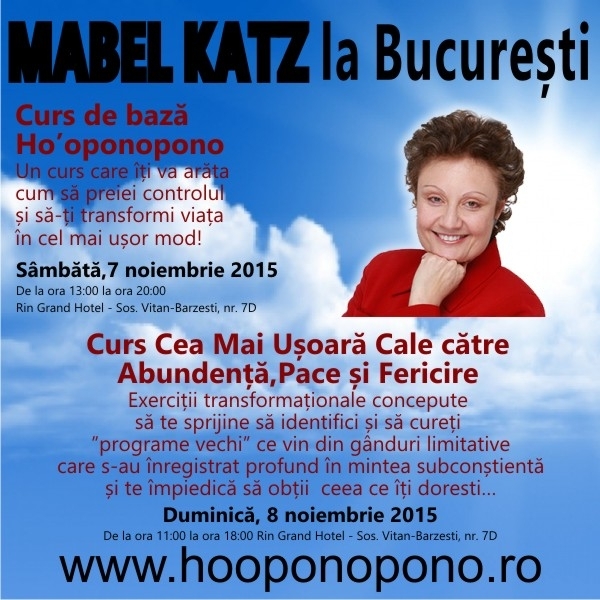 Mabel Katz la Bucuresti, 7-8 noiembrie 2015